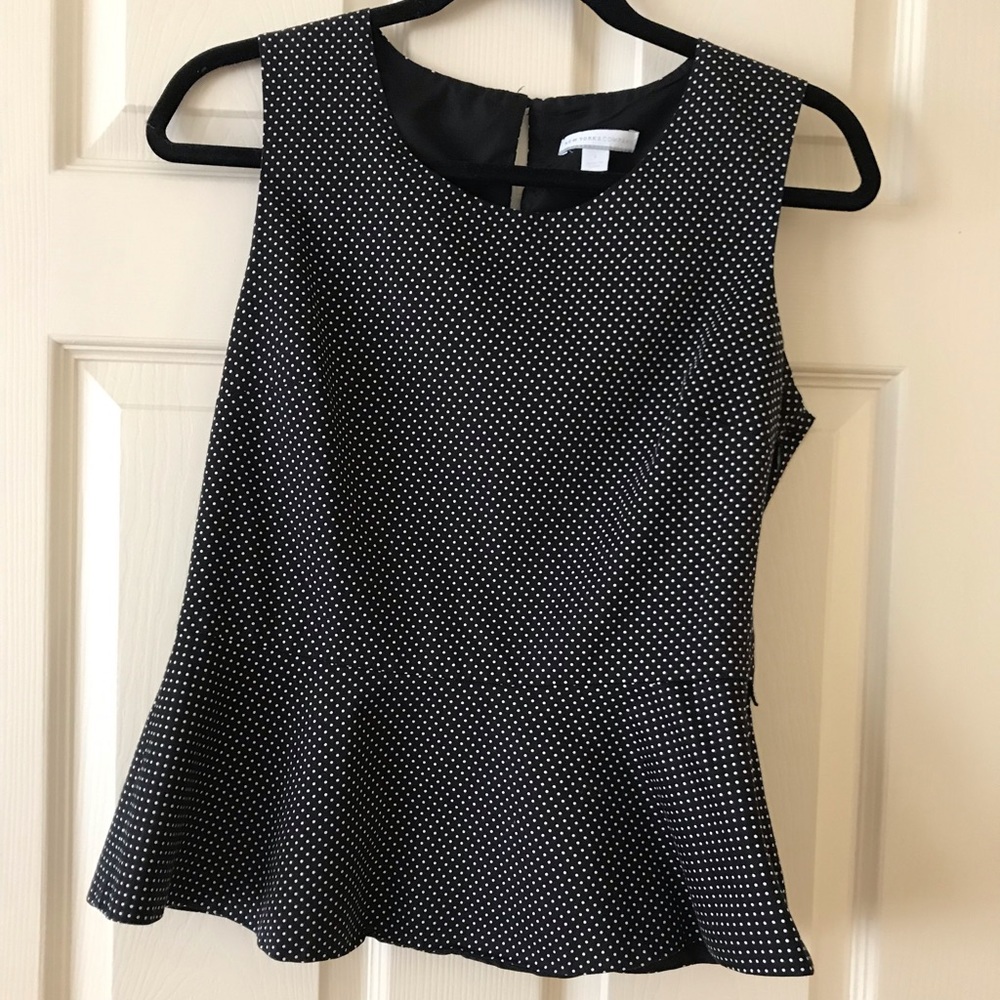 New york and co peplum polka dot black and white